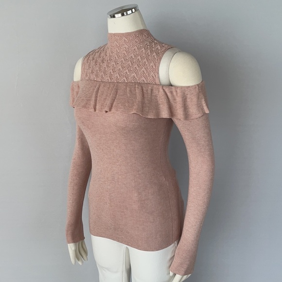 NWT WHBM Cold Shoulder Mock Neck Sweater XS - Picture 6 of 16